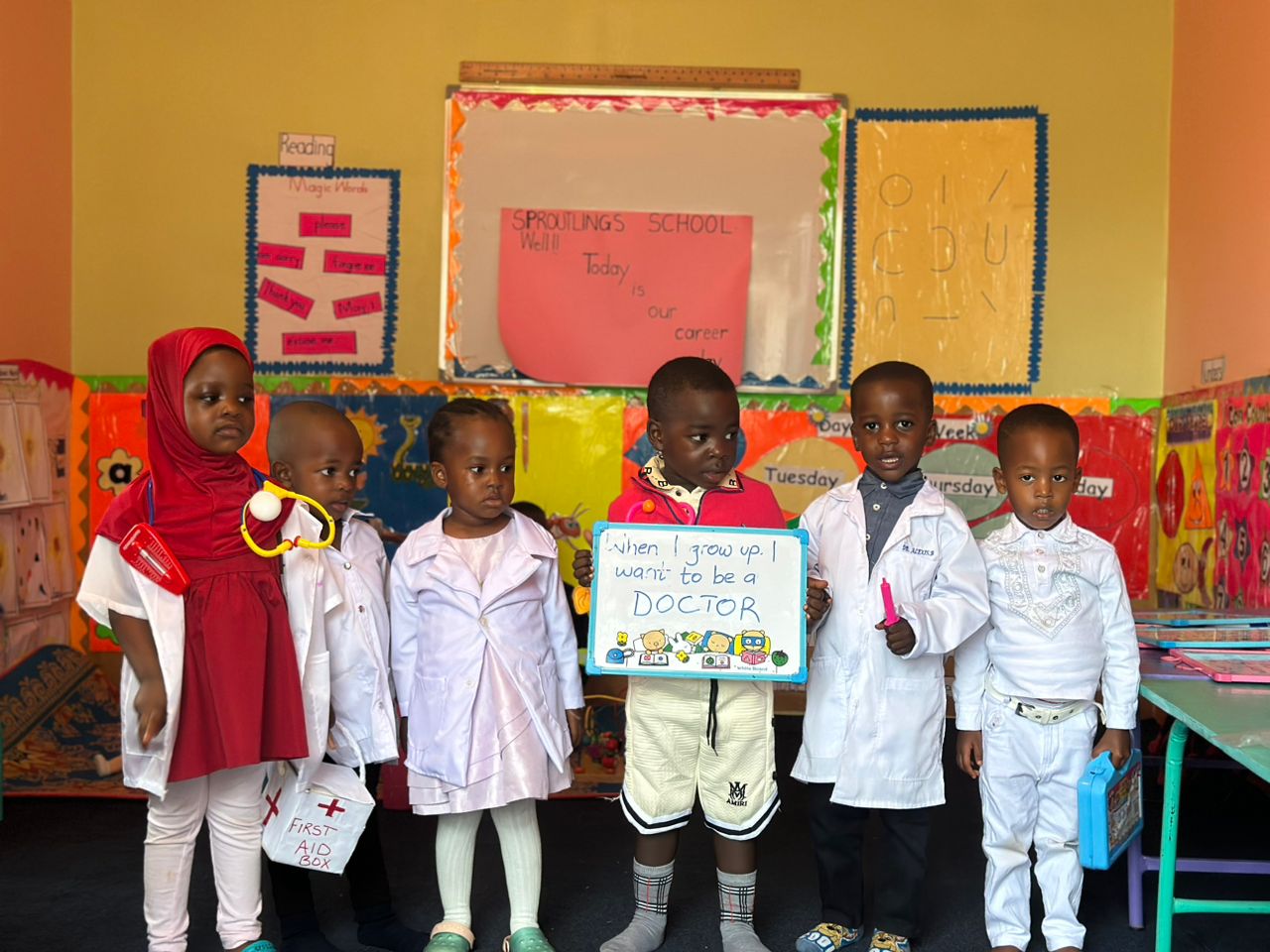 Children doing career projects